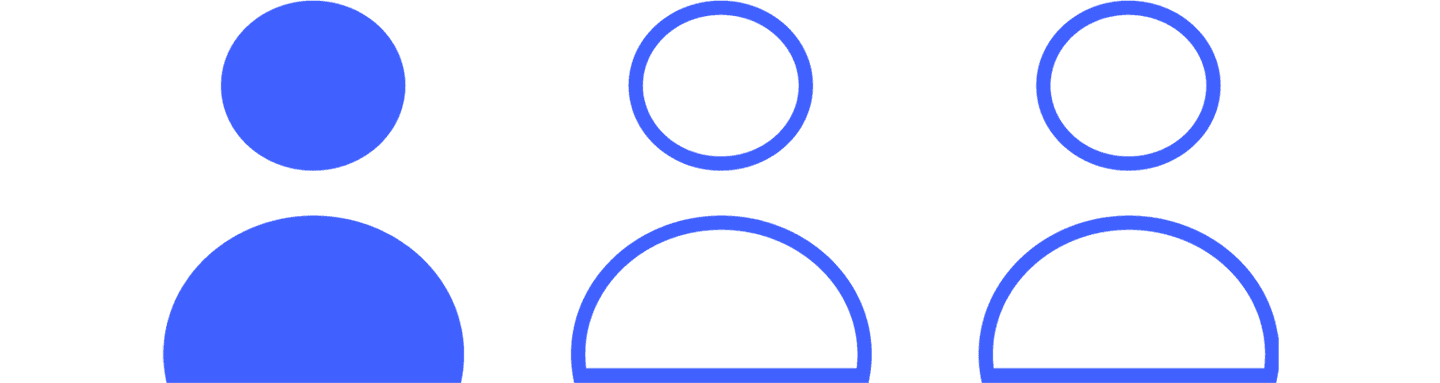 An icon depicting three people.  One person is highlighted.