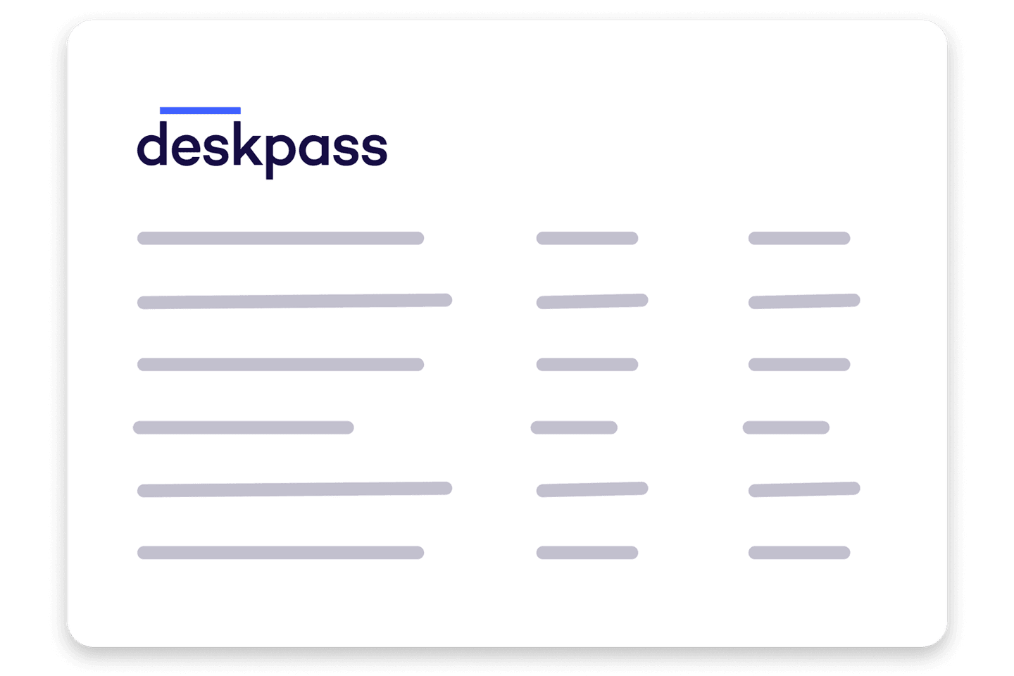 An illustration depicting a general data view page in the Deskpass app.
