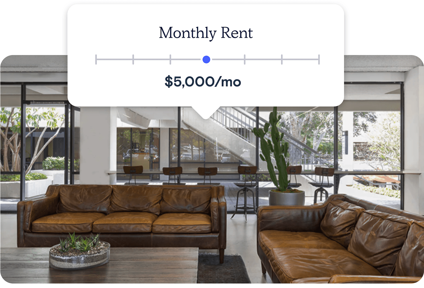 A screenshot from the Deskpass app, showing a sliding scale for choosing a price.
