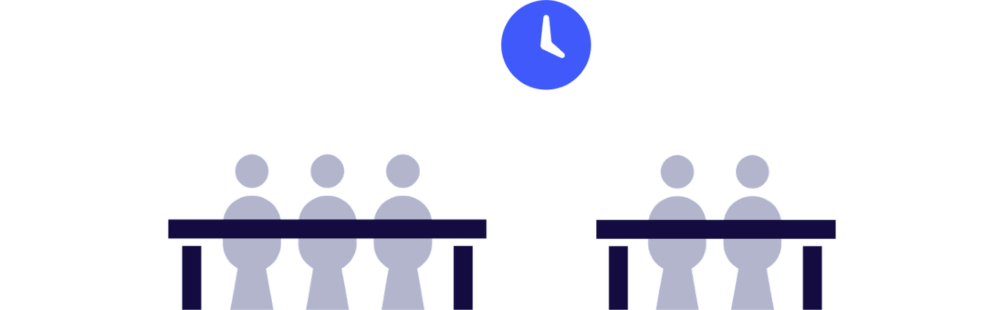 An icon representing people sitting at a desk in a private office.