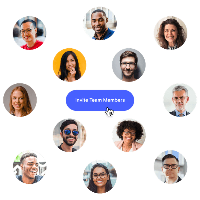 An illustrated capture of the Invite Team Members function of the Deskpass application